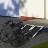 HOMCOM Foldable Duo Wheelchair Ramp with Carry Handle, 72 x 61cm – Aluminium Mobility Ramp, 270kg Load