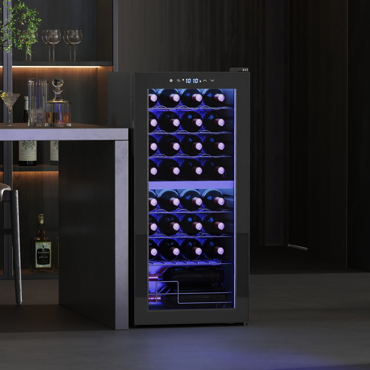 HOMCOM 86L Dual Zone Wine Cooler with Touch Control and 32-Bottle Capacity – Glass Door, Black