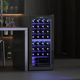 HOMCOM 86L Dual Zone Wine Cooler with Touch Control and 32-Bottle Capacity – Glass Door, Black
