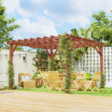 Outsunny 3.3x3.3m Wooden Pergola Kit with Fir Wood Columns & Crisscross Beams – Garden Gazebo, Brown