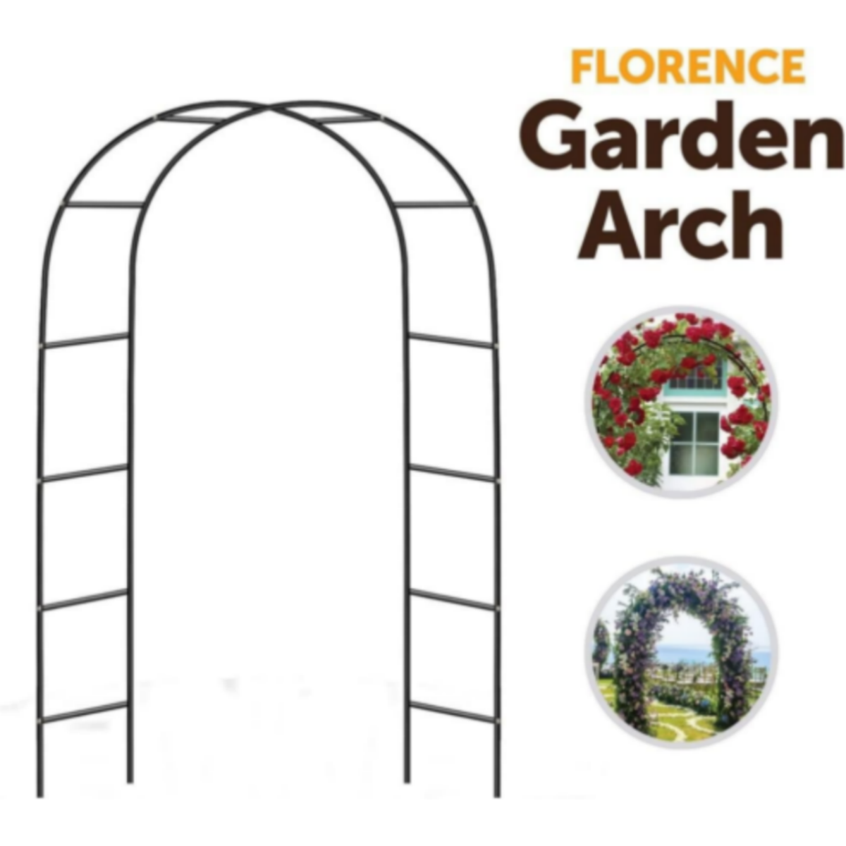 Garden Arch Trellis, 7.9ft Metal Tubular Archway for Climbing Plants – Vintage-Style Garden Arbour