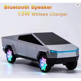 WSTER 15W Bluetooth Tesla Model Speaker with TF/USB/FM – HiFi Stereo, RGB Lights & Wireless Charger
