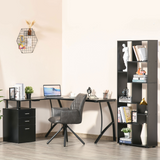 L-Shaped Corner Computer Desk with 3 Drawers & Steel Frame – Space-Saving Home Office Workstation, Black