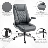High Back Executive PU Leather Office Chair with Tilt Function and 12cm Padding – Dark Grey