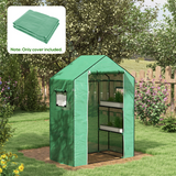 Outsunny PE Greenhouse Replacement Cover with Roll-Up Door & Mesh Windows – Cover Only for 845-511, Green