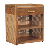 Artisan Furniture Solid Wood Larissa T-Bar Bedside Table with 1 Drawer & 2 Open Slots – Beige