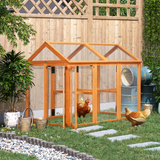 PawHut Wooden Chicken Run with Multiple Doors & Combinable Design – Spacious Coop for 3–6 Chickens, Orange