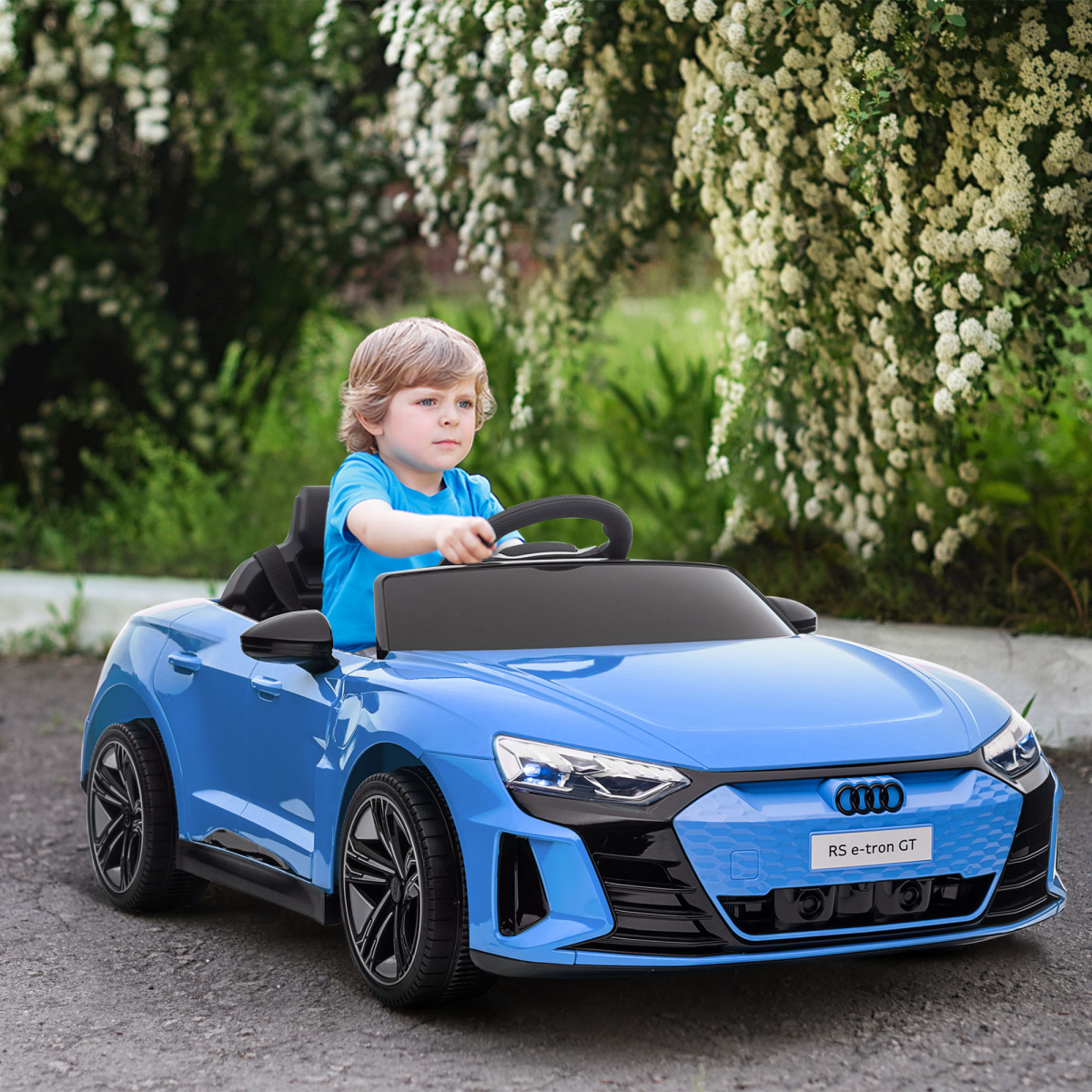 HOMCOM Licensed Audi RS e-tron GT 12V Kids Electric Ride On Car with Remote Control & Music, Blue