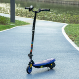 Kids Folding Electric Scooter with LED Headlight, Hand Brake & Adjustable Handlebars – For Ages 7-14, Blue