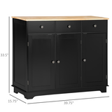 Kitchen Storage Cabinet with 3 Large Drawers & Adjustable Shelves – Flat Worktop Sideboard for Kitchens