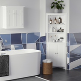 kleankin Corner Bathroom Cabinet with Double Doors & Adjustable Shelves – Space-Saving Storage, White