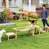 PawHut 3-Piece Wooden Dog Agility Training Set with Soft Bridge, Pause Platform & Ladder – Natural Wood