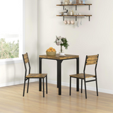 HOMCOM 3 Piece Compact Dining Table & 2 Chairs Set with Wood-Effect Finish – Small Space Dining, Rustic Brown