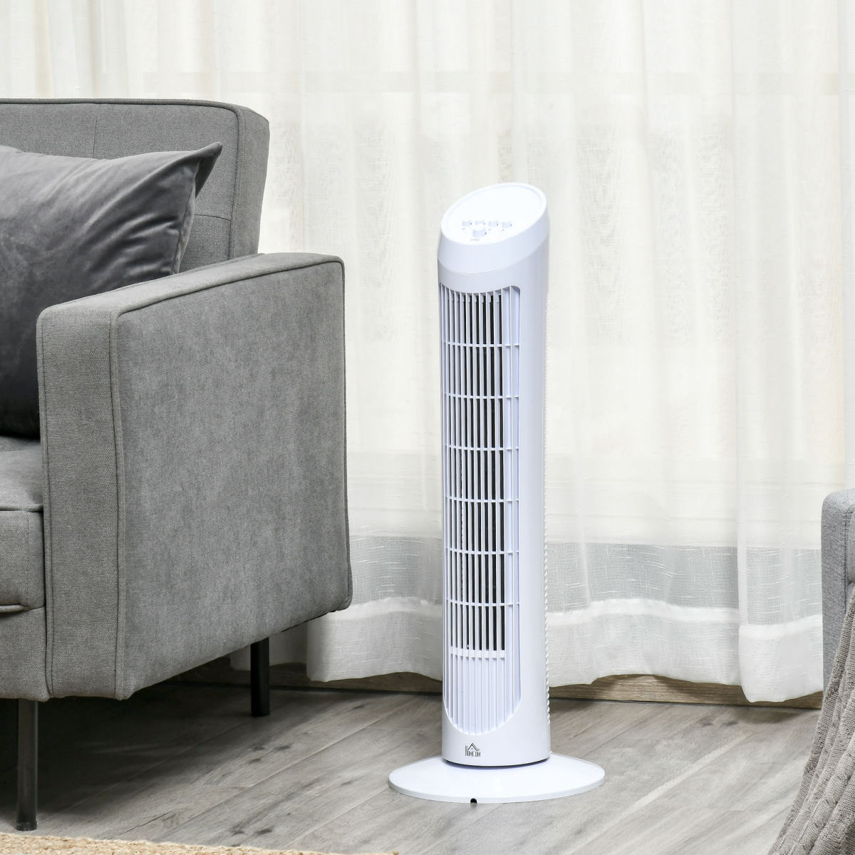 HOMCOM 30" Quiet Tower Fan with 3 Speeds & Noise-Reduction Design – Bedroom & Office Cooling, White