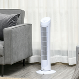 HOMCOM 30" Quiet Tower Fan with 3 Speeds & Noise-Reduction Design – Bedroom & Office Cooling, White
