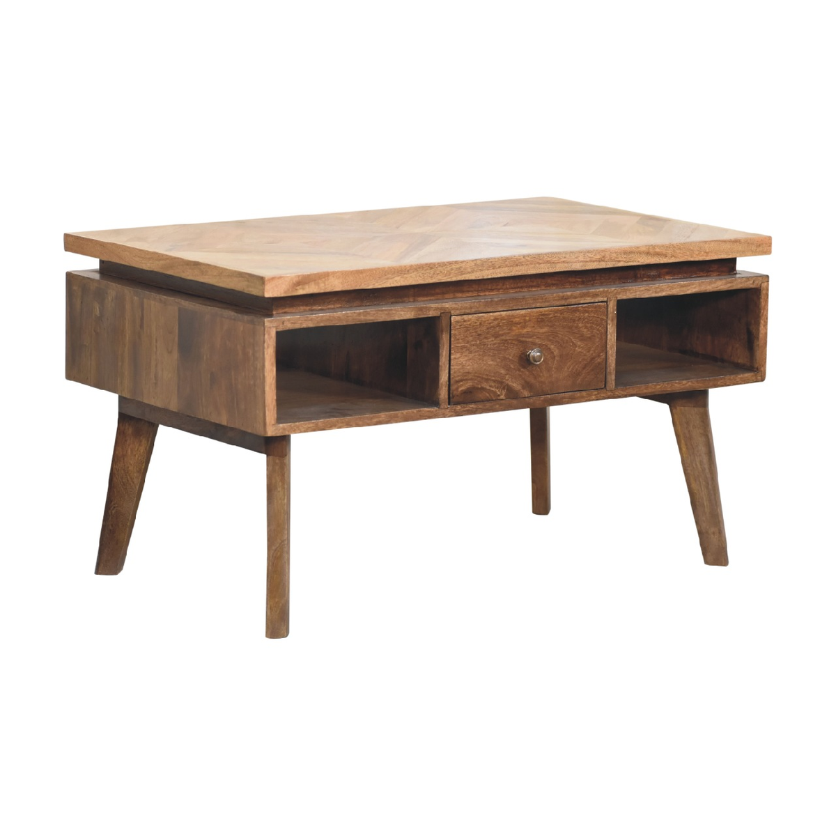 Artisan Furniture Solid Wood Coffee Table with 1 Drawer, Granary Royale Top & Nordic Legs – Classic Grey
