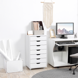 Vinsetto Mobile Filing Cabinet with 7 Drawers and Lockable Wheels – Office Storage, White