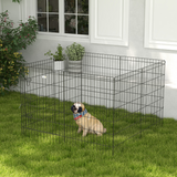 PawHut 8-Panel Metal Dog Pen with Lockable Door – Indoor/Outdoor Pet Playpen for Small & Medium Dogs, 91cm High