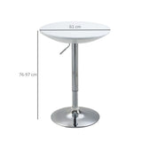 Height Adjustable Bar Table with 360° Swivel Top, 80kg Capacity, 76–97cm – Pneumatic Coffee Table, White