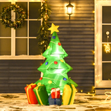 HOMCOM 5ft Inflatable Christmas Tree with Ornaments and Presents, LED Lit – Air Blown Outdoor Lawn Decoration