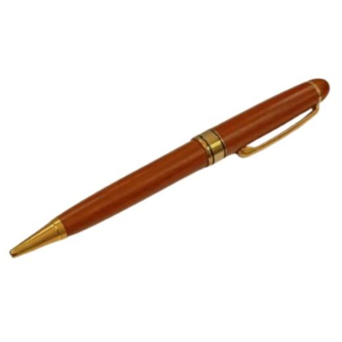 IMPERIAL Desk Clock and Ball Pen Gift Set in Matt Brown Wood with Gold Trim – IMP69