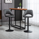 HOMCOM Adjustable Swivel PU Leather Bar Stools with Footrest – Kitchen Island Seating, Set of 2