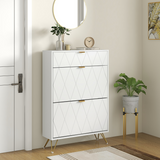 HOMCOM Slim Flip Drawer Shoe Cabinet with Top Drawer, 12 Pairs – Space-Saving Hallway Storage, White