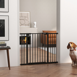 PawHut Adjustable Safety Gate with 2 Extensions and 4 Screws – Pet Gate for Doors and Stairs, Black