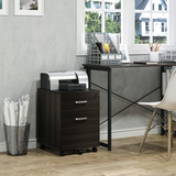 Vinsetto 2-Drawer Locking Mobile Filing Cabinet on 5 Wheels – Under-Desk Home Office Storage, Brown
