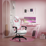 Vinsetto Reclining Racing Gaming Chair with Footrest & 170° Recline – Ergonomic Office Chair, Pink