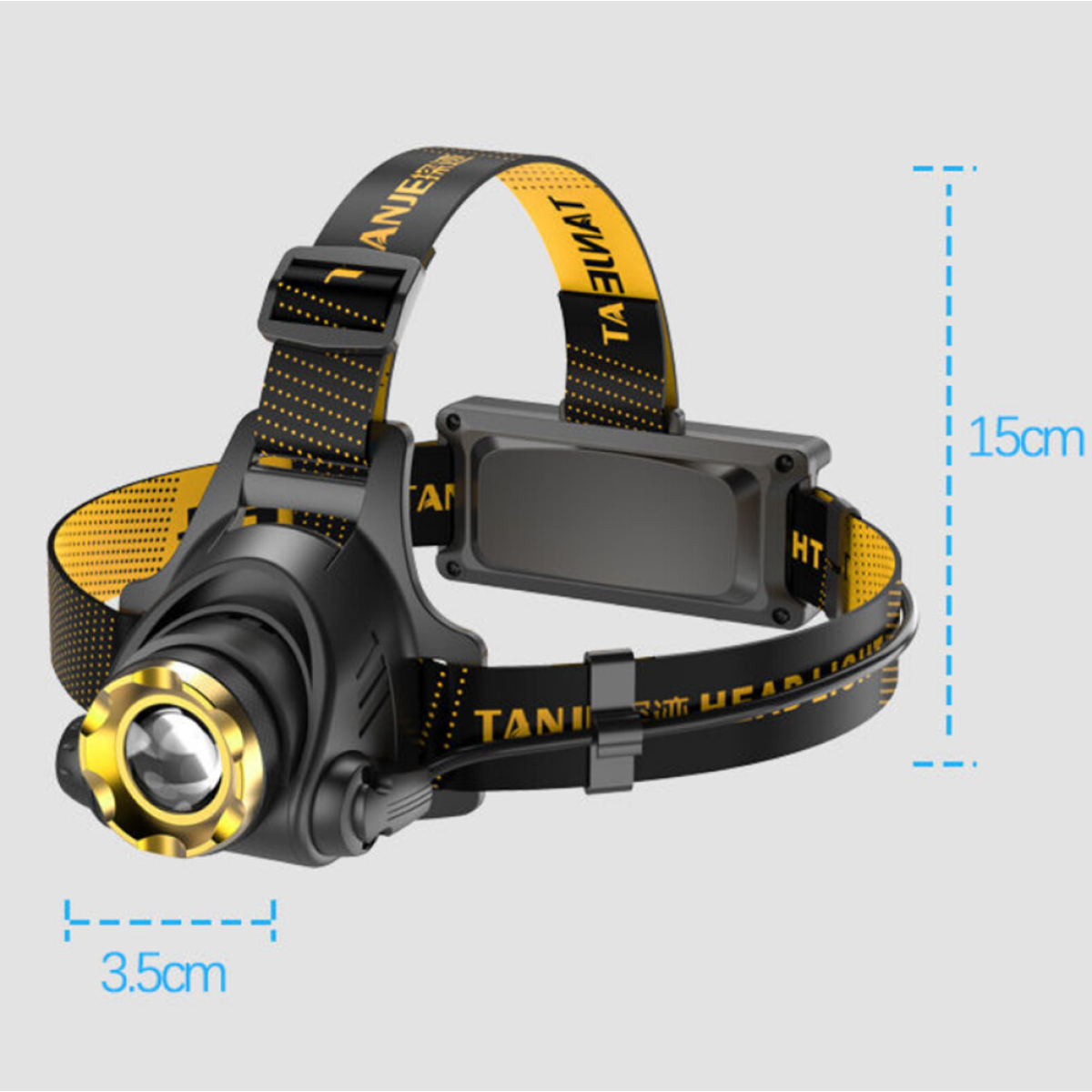 USB Rechargeable LED Headlamp with 3 Light Modes & Zoomable Beam – Camping Head Torch, Car Charger & Cable