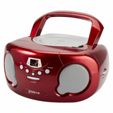 Groov-e Original Boombox – Portable CD Player with AM/FM Radio, Aux-In and Headphone Socket, Red