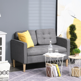 HOMCOM Grey Loveseat Sofa side view showing wood legs