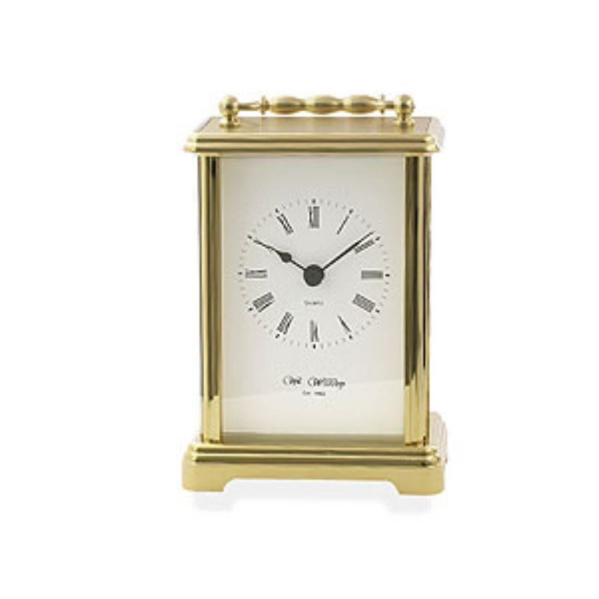 Widdop Classic Brass Coloured Quartz Carriage Clock with White Dial – Traditional Mantel Clock