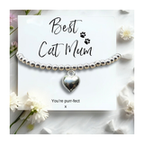 Aye Do Gifts Best Cat Mum Mini Gift Hamper with Silver Heart Bracelet and Chocolate Hearts – Letterbox Gift