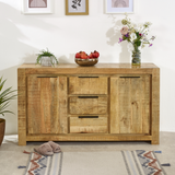 Surrey Solid Mango Wood Large Sideboard with 2 Doors & 3 Drawers – Eco-Sourced Living & Dining Storage