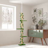 242cm Adjustable Floor-to-Ceiling Cat Tree with Jute Scratching Post and Anti-Slip Kit – Tall Cat Tower, Green