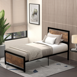 HOMCOM Single Metal Bed Frame with Headboard & Footboard – Sturdy Bedroom Furniture, 97 x 195cm