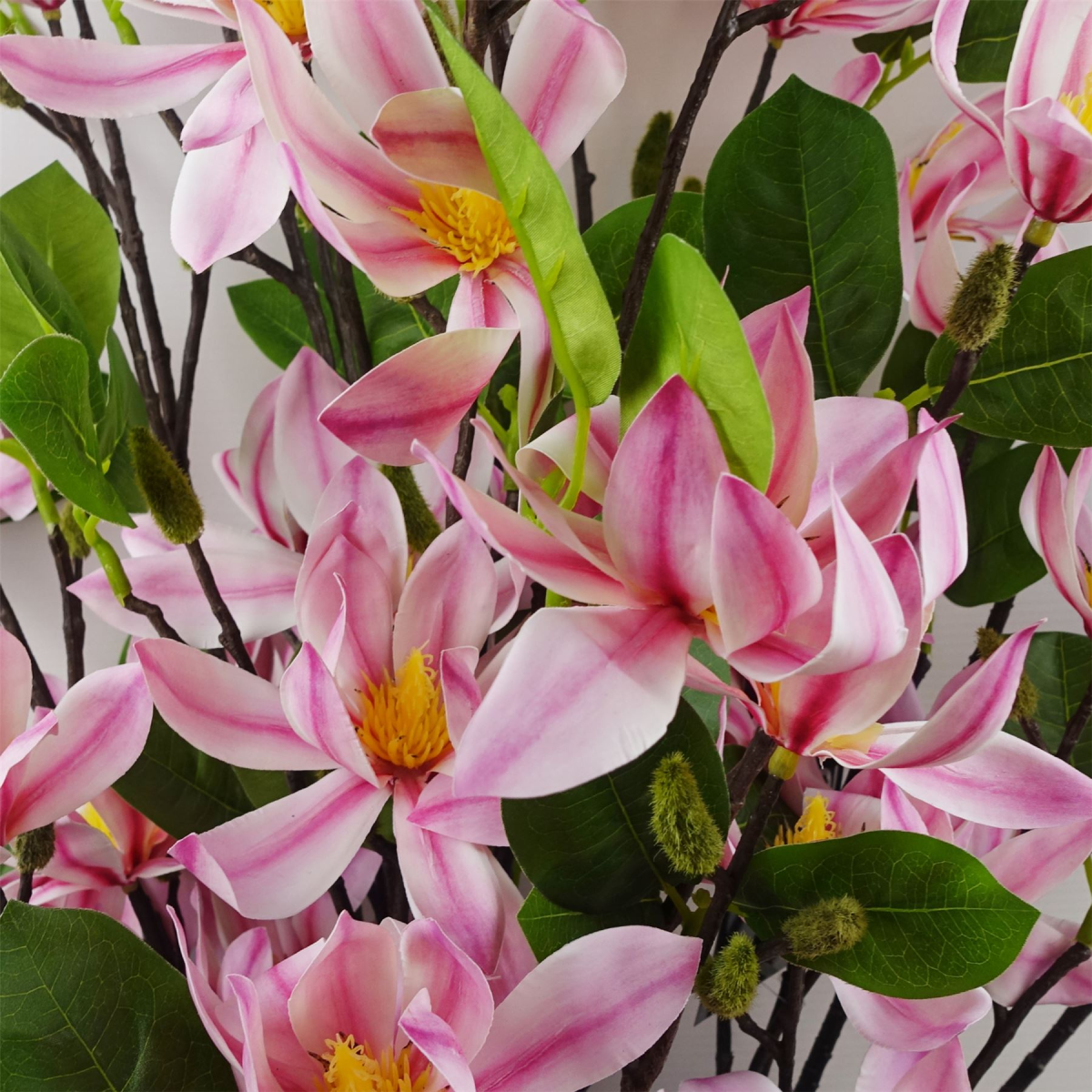 Leaf Pack of 6 Pink Magnolia Floral Sprays, 100cm – Artificial Wired Stems with 3D Flowers