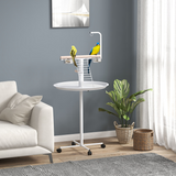 PawHut Bird Table with Four Wheels, Perches and Stainless Steel Bowls – Small Parrot Stand, White