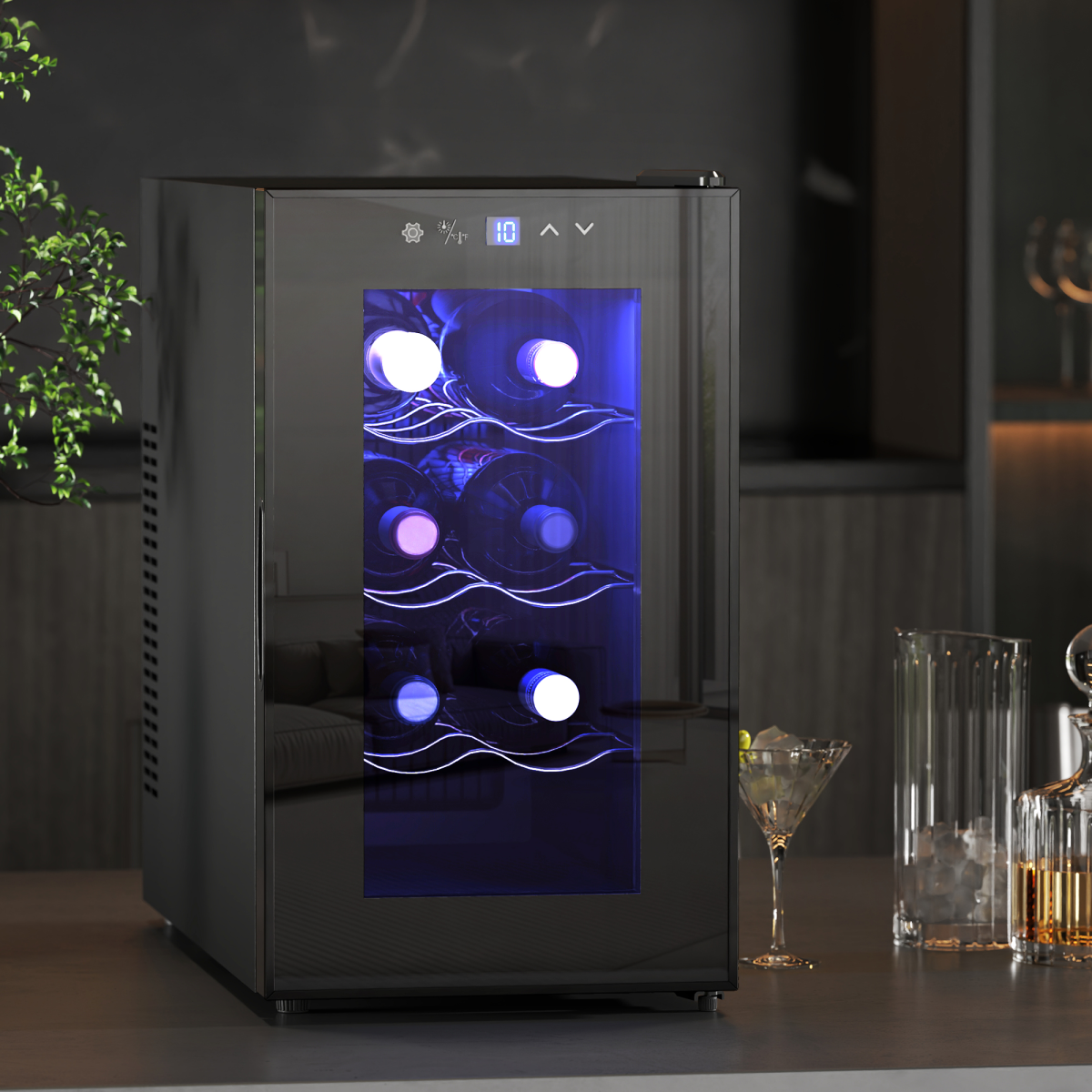 HOMCOM 8 Bottle 21L Freestanding Wine Cooler Fridge with 3 Adjustable Racks – Compact Drinks Cooler