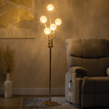 HOMCOM K9 Crystal 5-Light Upright Floor Lamp with Bead-Filled Shades – Glamorous Statement Lighting, Gold
