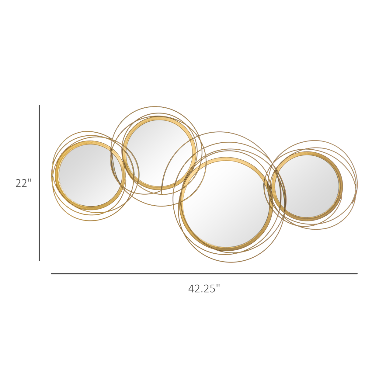 Decorative Round Wall Mirror with Gold Metal Frame, 107cm – Oxidation-Resistant Glass, Living Room & Bedroom