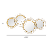 Decorative Round Wall Mirror with Gold Metal Frame, 107cm – Oxidation-Resistant Glass, Living Room & Bedroom