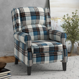 HOMCOM Wingback Recliner Chair with Footrest & Padded Armrests – Living Room Reading Armchair, Blue