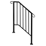 Artisasset Matte Black Outdoor Iron Handrail, 2 or 3 Steps – Galvanised Iron Garden Rail with Install Kit
