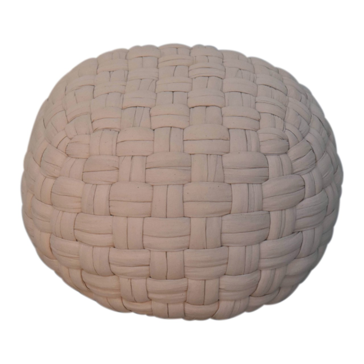 Artisan Furniture Woven Tube Pouffe in Cotton – Multi-Purpose Footstool, Side Table or Extra Seat, Cream