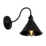 LEDSone Black Cone Industrial Cage Wall Light – Rustic Iron Wall Lamp with E27 Holder