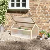 Outsunny Wooden Cold Frame Greenhouse with Polycarbonate Panels and Opening Top – Mini Grow House, Natural