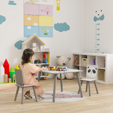 ZONEKIZ Kids Table and 2 Chairs Set – Three-Piece Toddler Activity Desk for Crafts & Homework, Grey